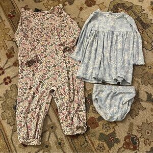 Angel Dear Floral Ruffle Onesie and Bloomer Set sz 18-24 MO
